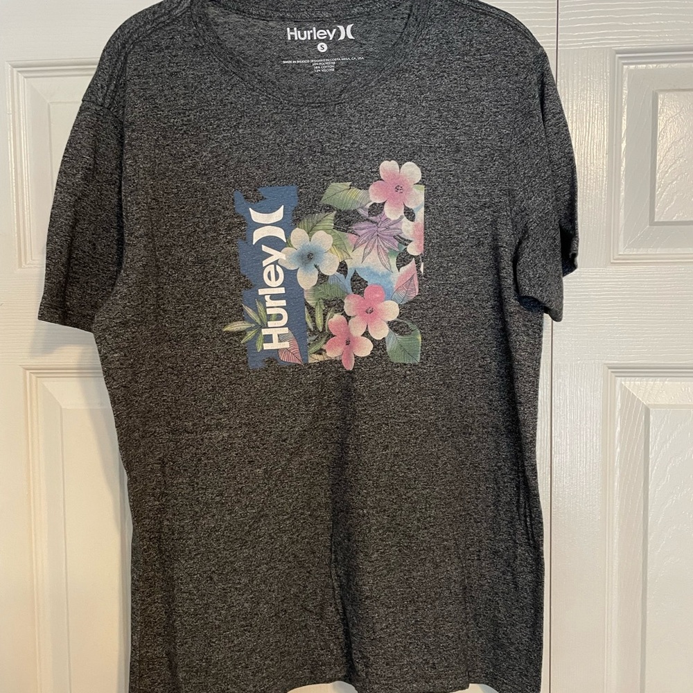 Hurley HAWAIIAN PRINT LOGO Black T-SHIRT womans SIZE M